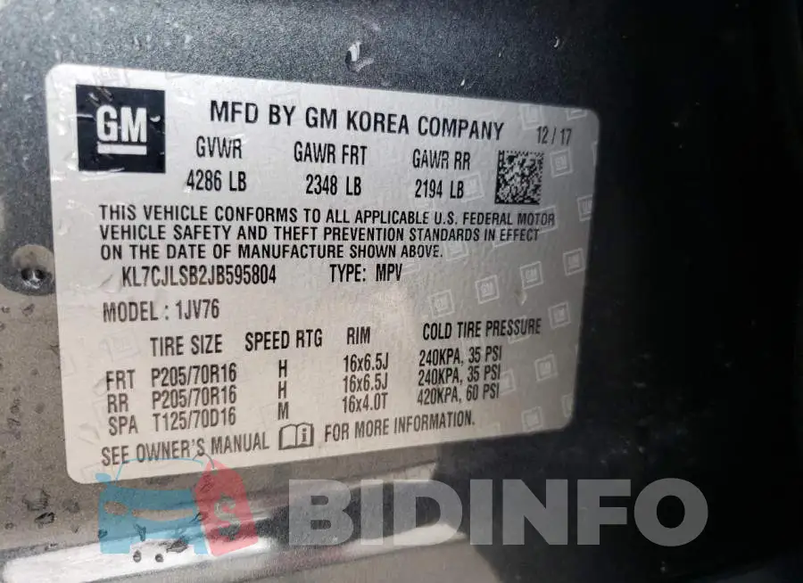 KL7CJLSB2JB595804 Photo# 10