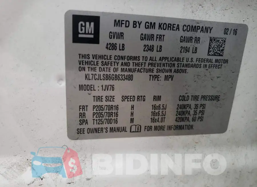 KL7CJLSB6GB633480 Photo# 10