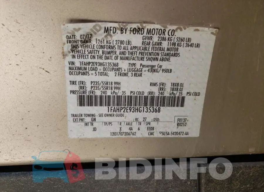 1FAHP2E93HG135368 Photo# 10