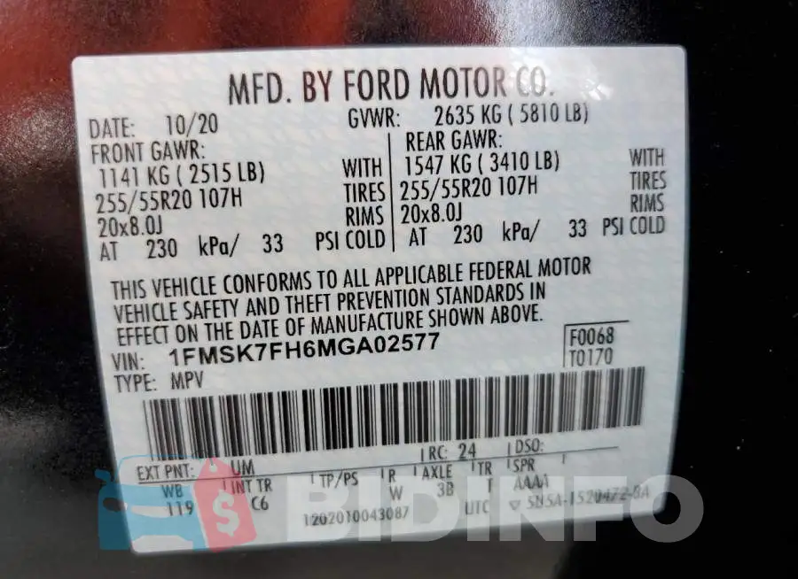 1FMSK7FH6MGA02577 Photo# 10