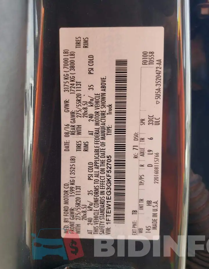 1FTEW1EG3GKF52705 Photo# 10