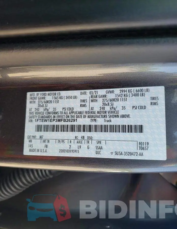 1FTEW1EP3MFB26291 Photo# 10