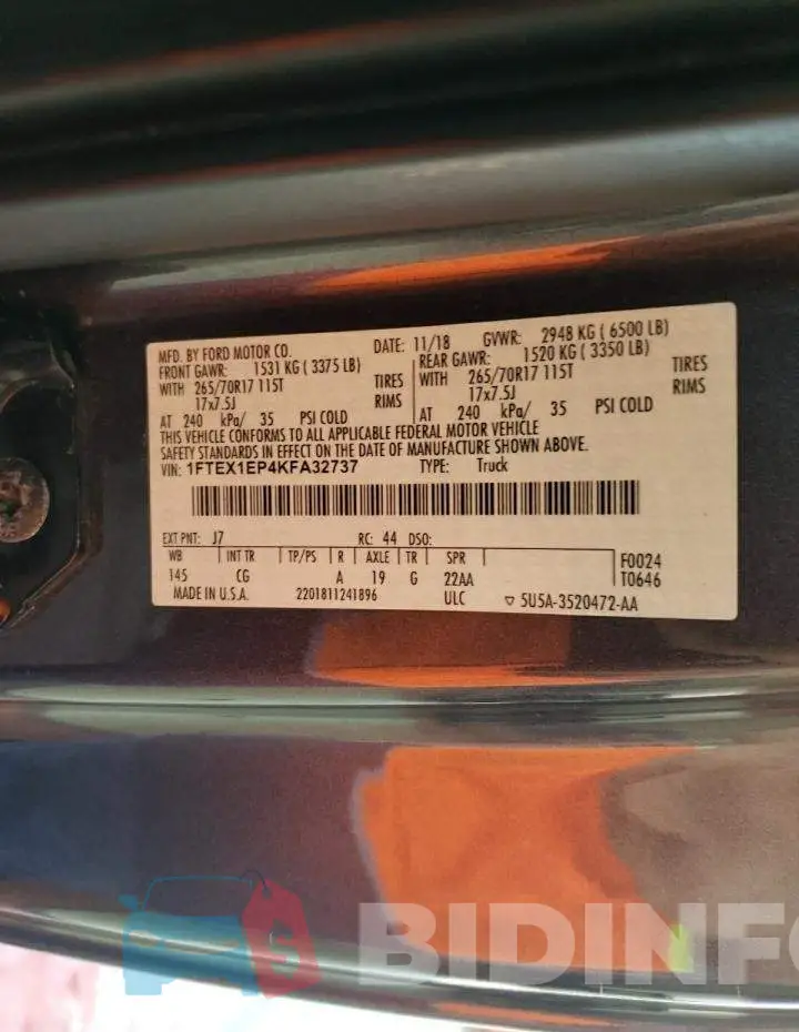 1FTEX1EP4KFA32737 Photo# 10