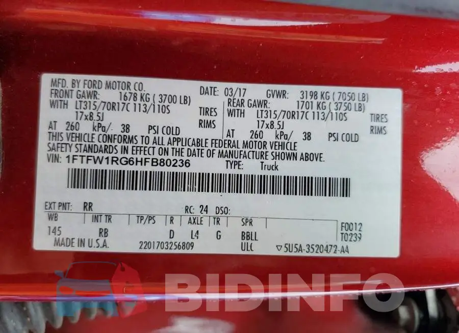 1FTFW1RG6HFB80236 Photo# 10