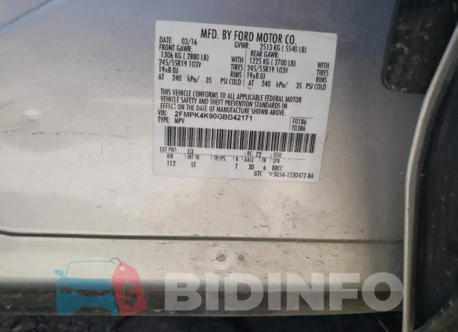 2FMPK4K90GBB42171 Photo# 10