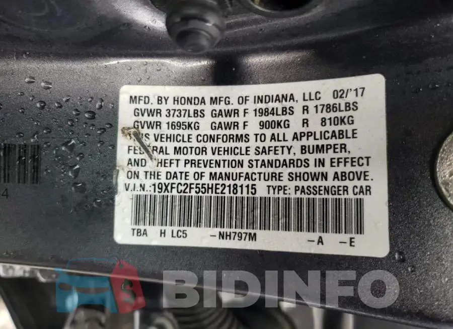 19XFC2F55HE218115 Photo# 10