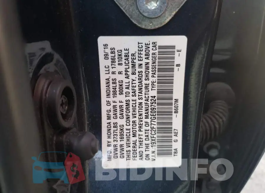 19XFC2F77GE097524 Photo# 10