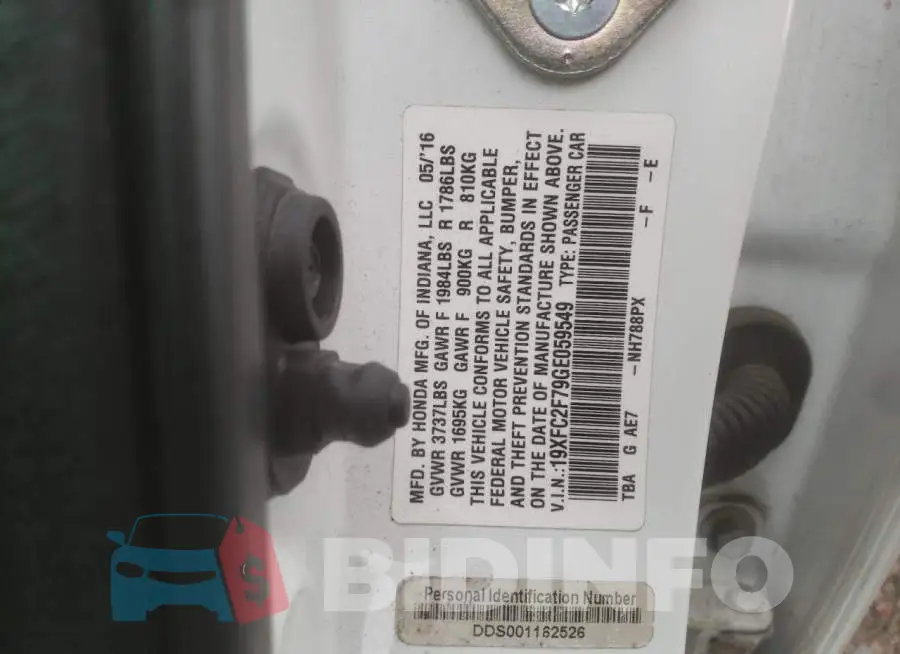 19XFC2F79GE059549 Photo# 10