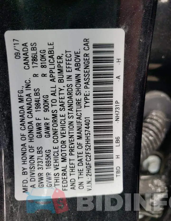 2HGFC2F52HH574401 Photo# 10
