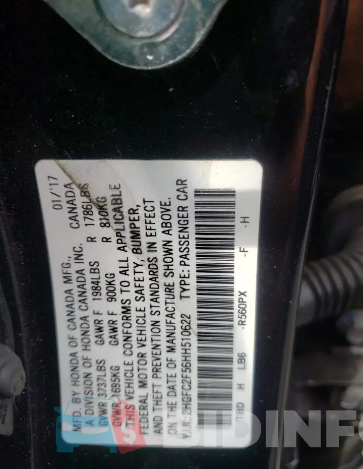 2HGFC2F56HH510622 Photo# 10