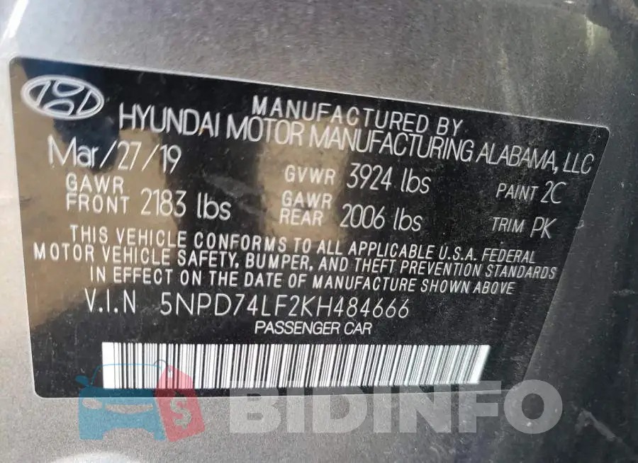 5NPD74LF2KH484666 Photo# 10