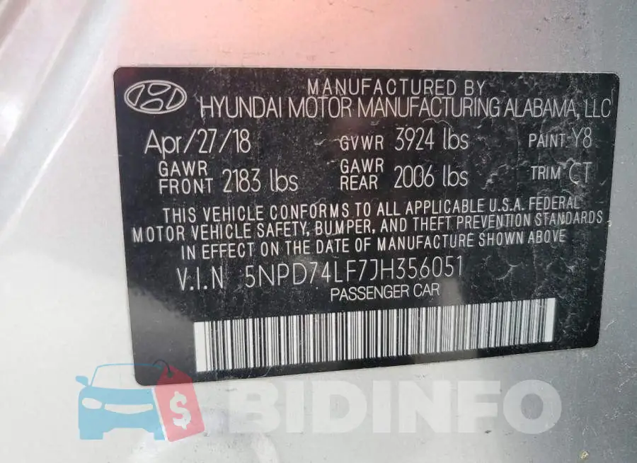 5NPD74LF7JH356051 Photo# 10