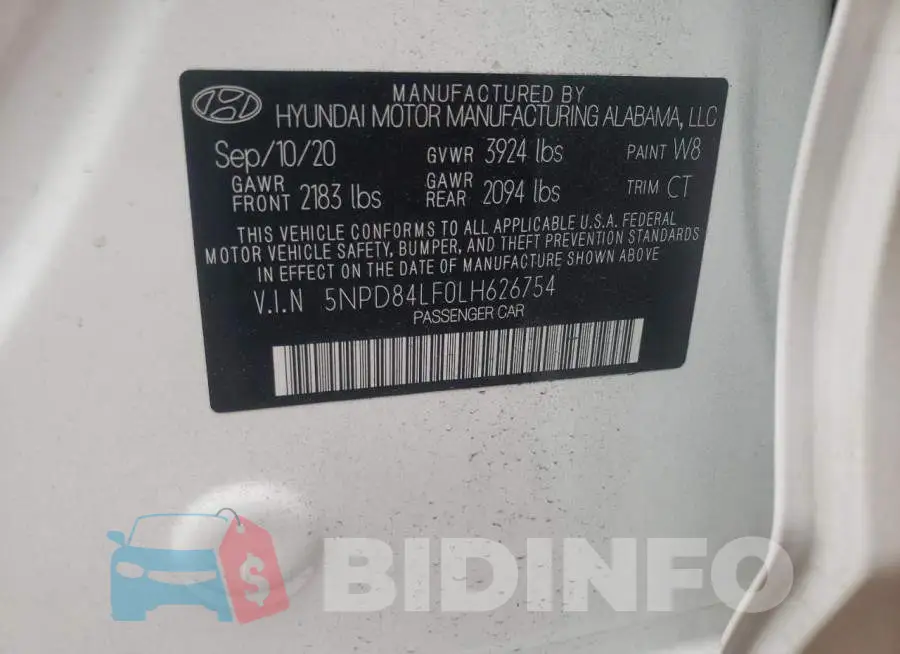 5NPD84LF0LH626754 Photo# 10