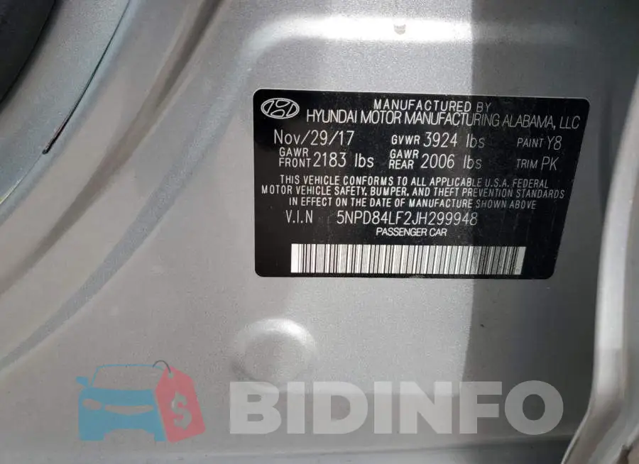5NPD84LF2JH299948 Photo# 10