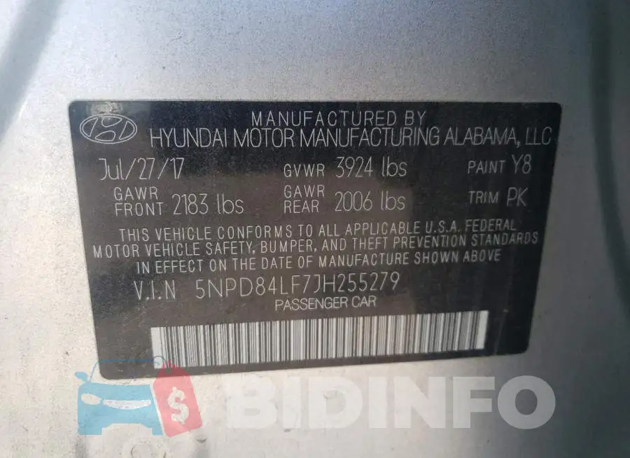 5NPD84LF7JH255279 Photo# 10