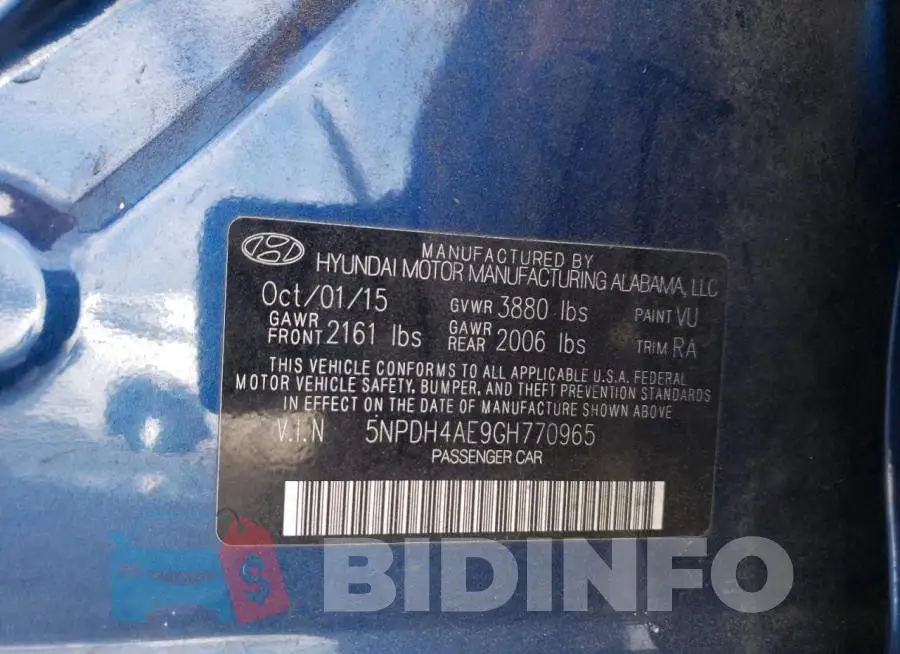 5NPDH4AE9GH770965 Photo# 10