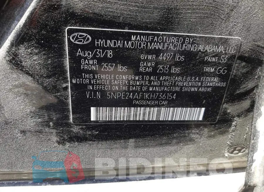 5NPE24AF1KH736154 Photo# 10