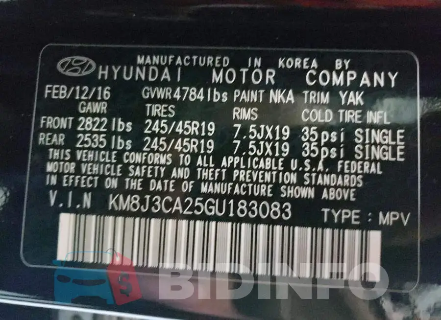 KM8J3CA25GU183083 Photo# 10