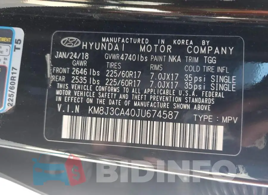 KM8J3CA40JU674587 Photo# 10