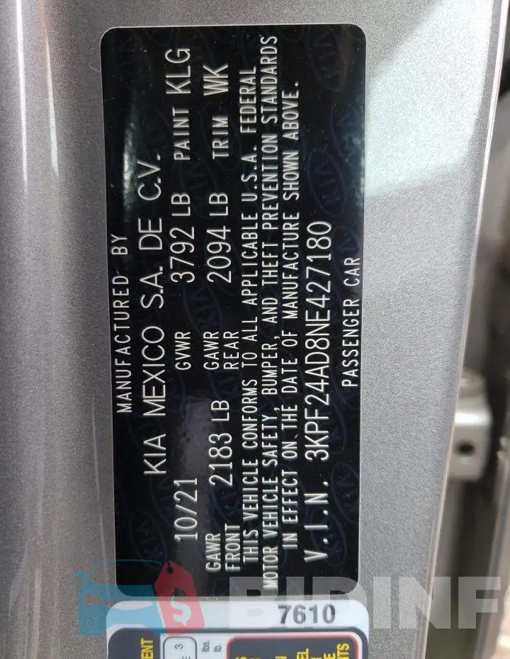 3KPF24AD8NE427180 Photo# 10