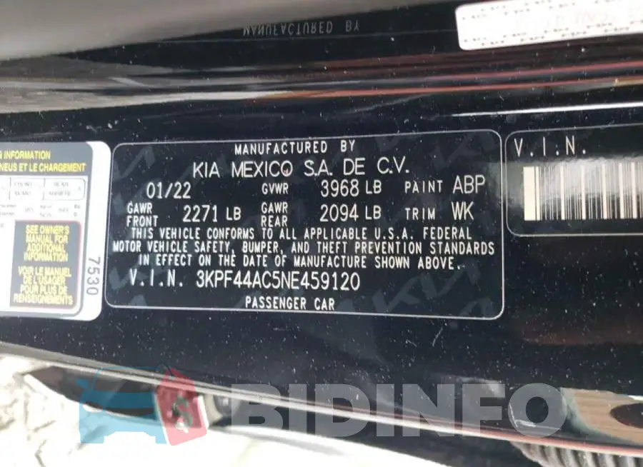 3KPF44AC5NE459120 Photo# 10