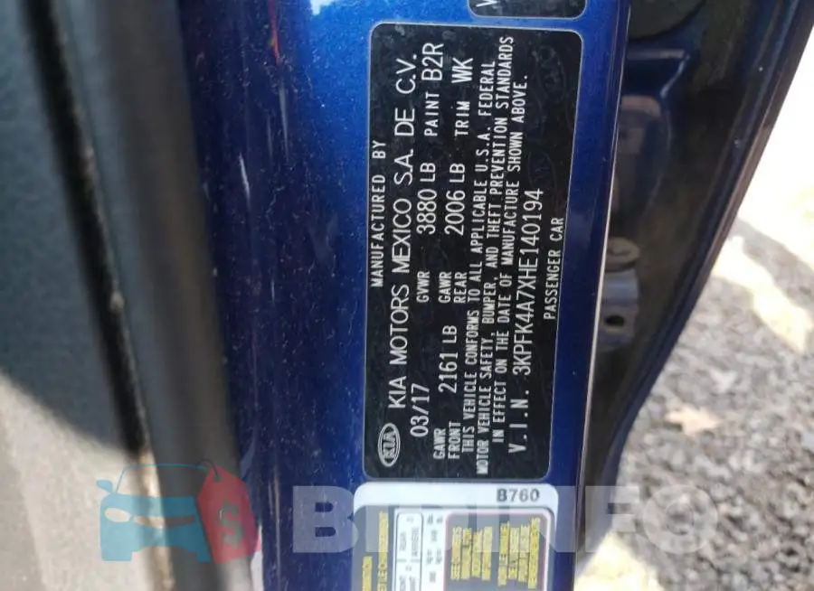 3KPFK4A7XHE140194 Photo# 10