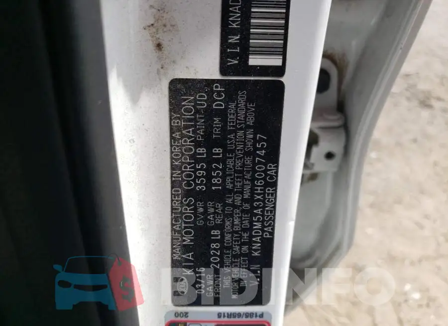 KNADM5A3XH6007457 Photo# 10