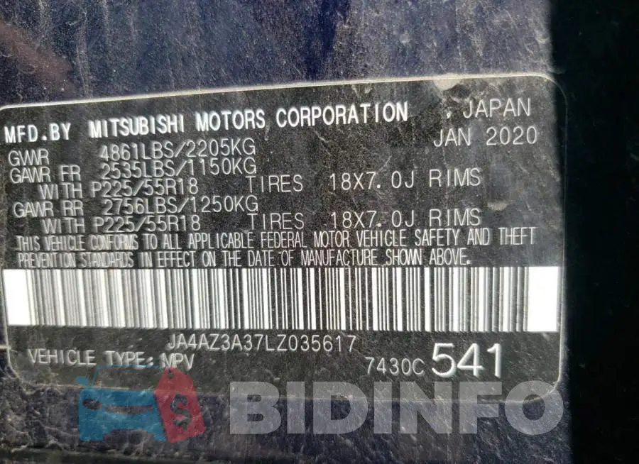 JA4AZ3A37LZ035617 Photo# 10