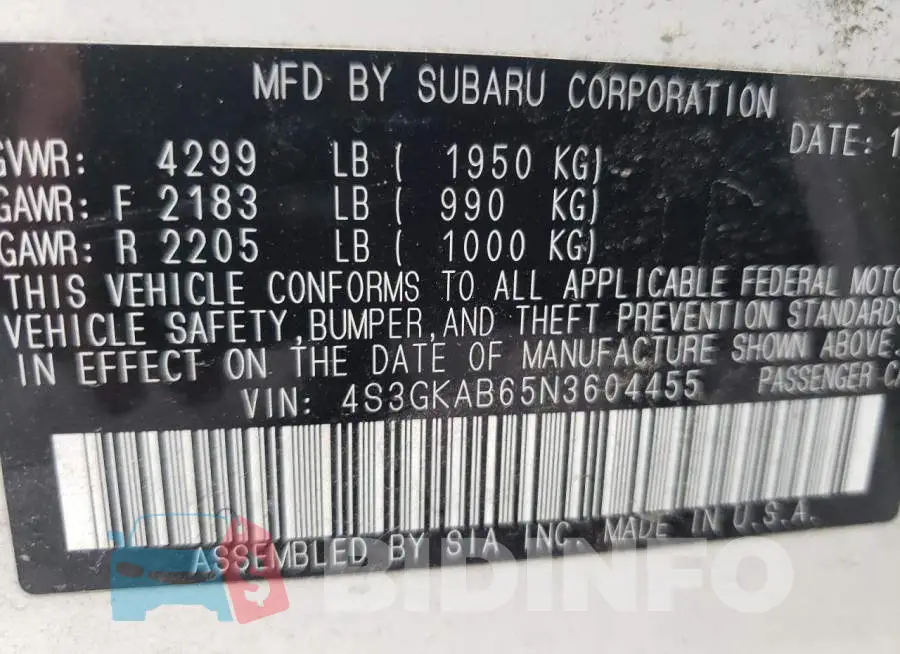 4S3GKAB65N3604455 Photo# 10
