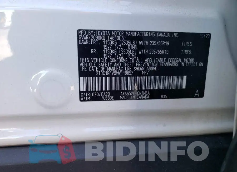 2T3C1RFV9MW118857 Photo# 10