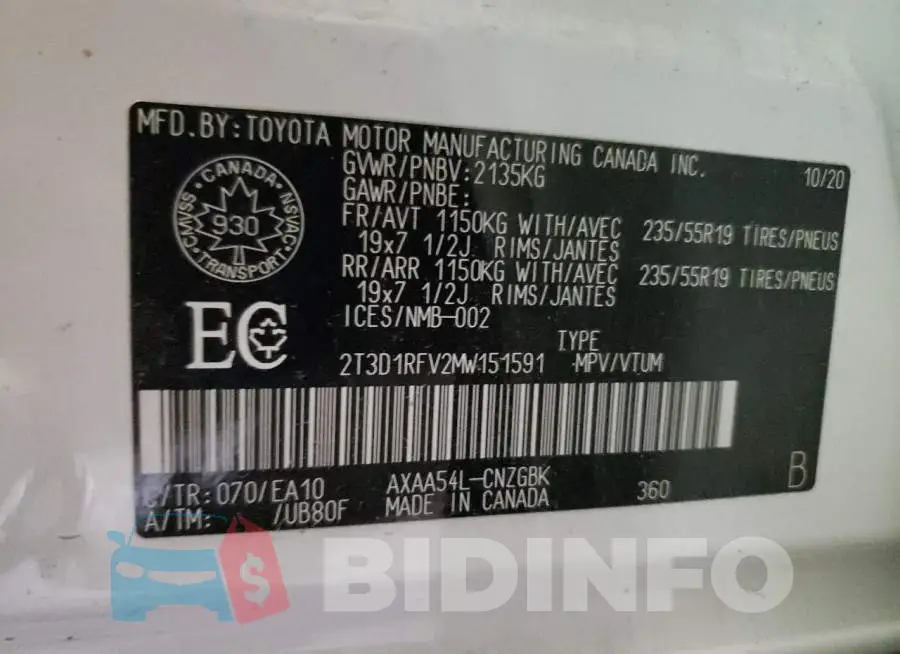 2T3D1RFV2MW151591 Photo# 10