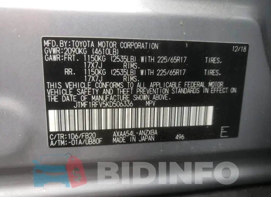 JTMF1RFV5KD506336 Photo# 10