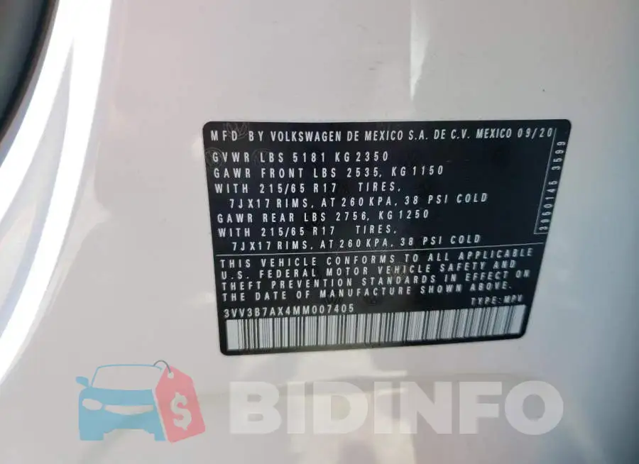 3VV3B7AX4MM007405 Photo# 10