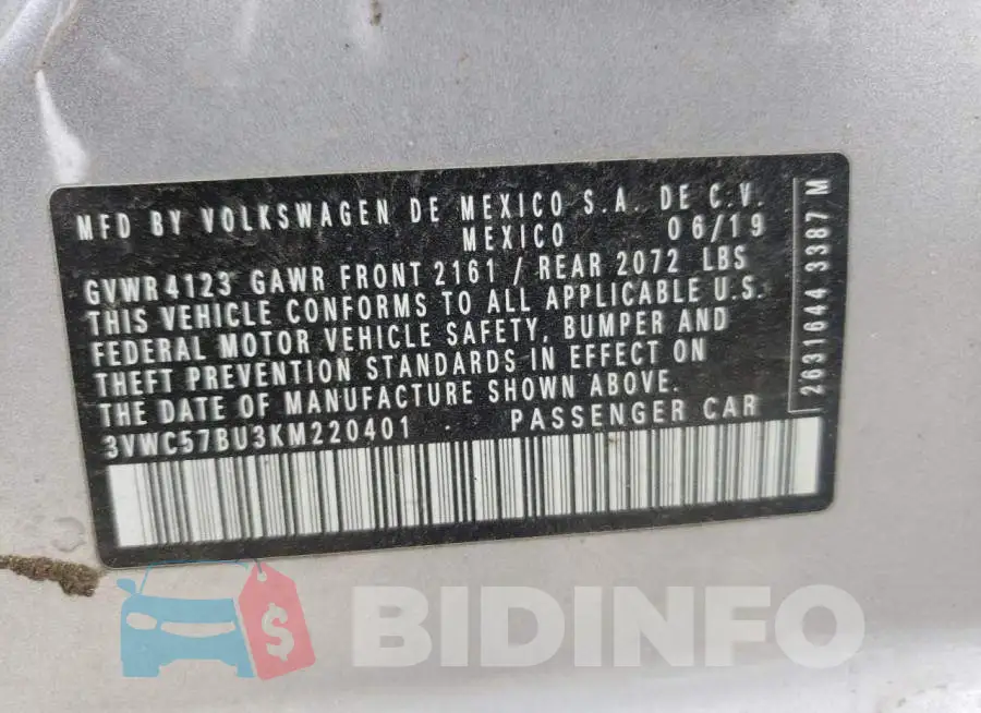 3VWC57BU3KM220401 Photo# 10