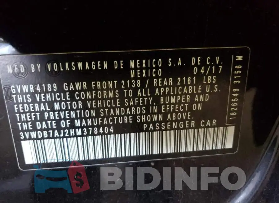 3VWDB7AJ2HM378404 Photo# 10