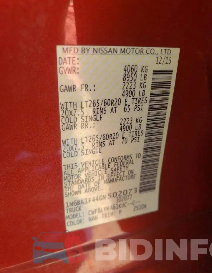 1N6BA1F44GN502073 Photo# 10
