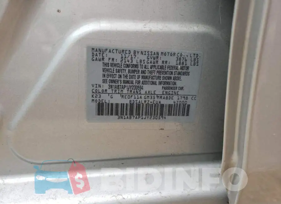 3N1AB7AP1JY230594 Photo# 10