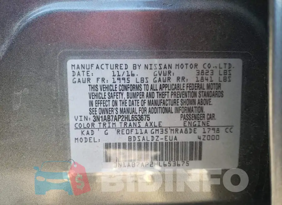 3N1AB7AP2HL653675 Photo# 10
