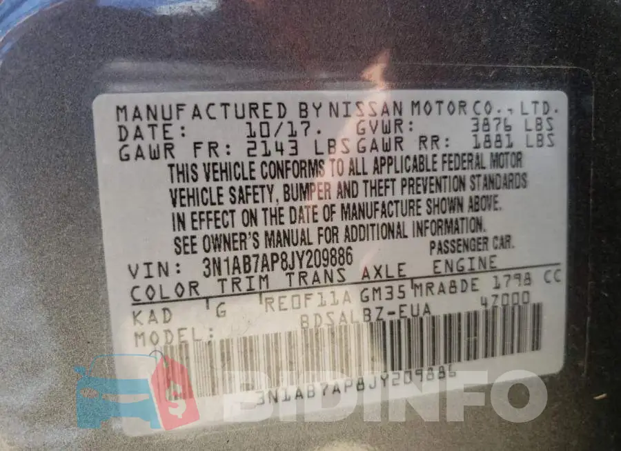 3N1AB7AP8JY209886 Photo# 10