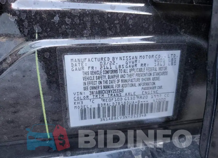3N1AB8CV3NY253348 Photo# 10