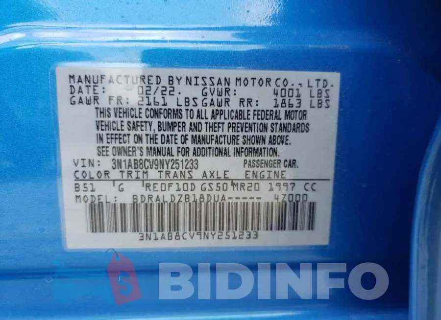3N1AB8CV9NY251233 Photo# 10