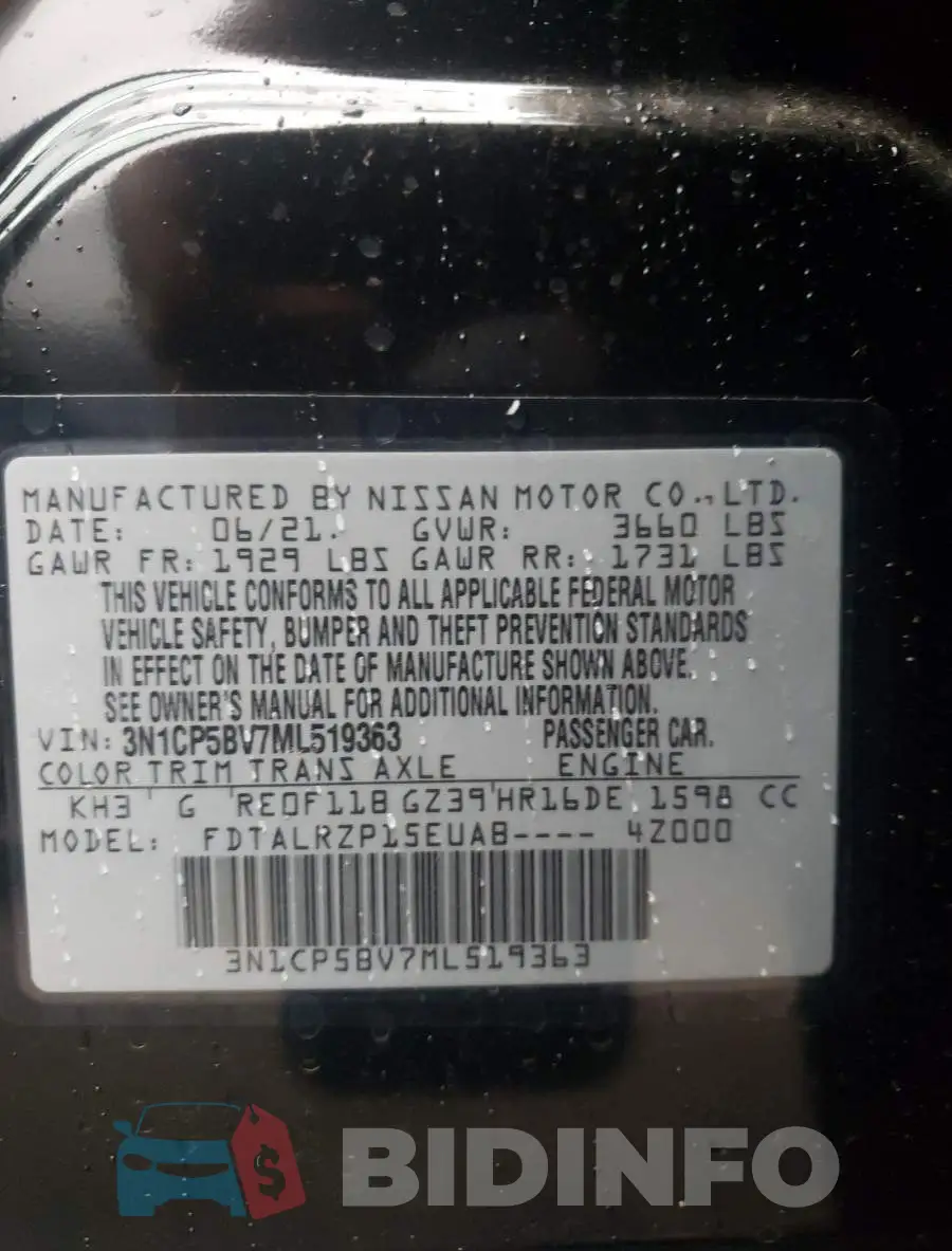 3N1CP5BV7ML519363 Photo# 10
