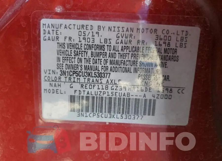 3N1CP5CU3KL530377 Photo# 10