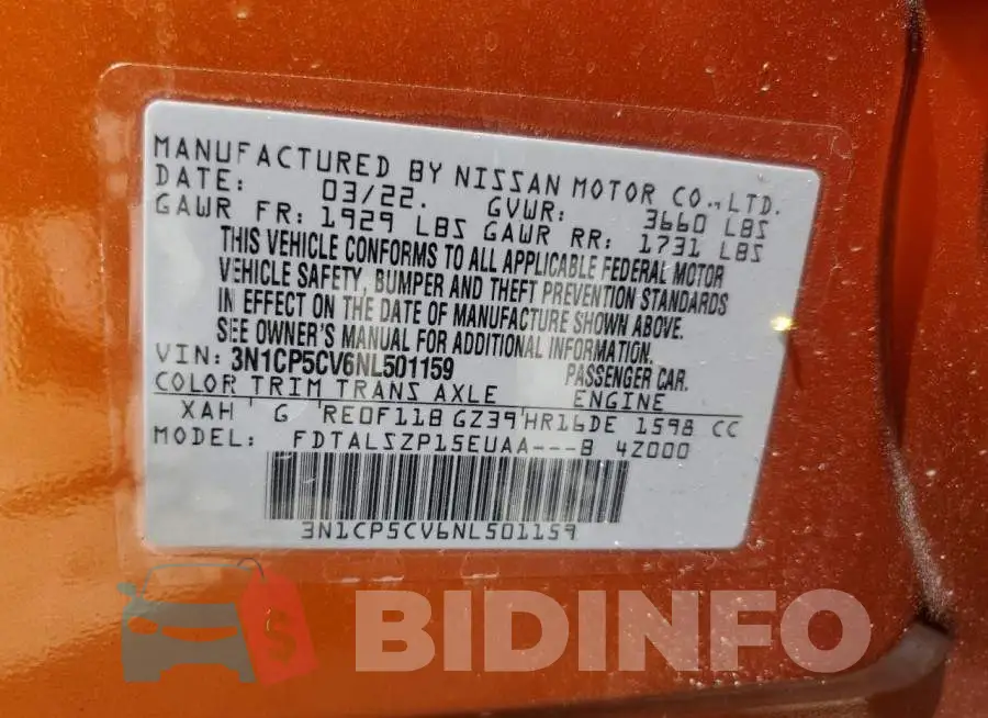 3N1CP5CV6NL501159 Photo# 10