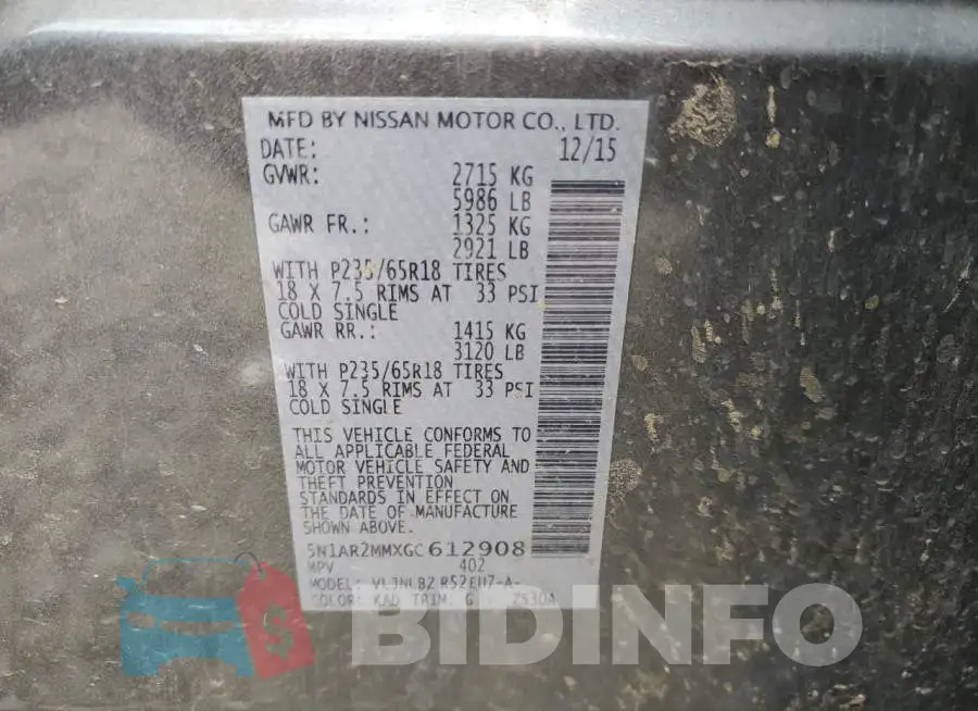 5N1AR2MMXGC612908 Photo# 10