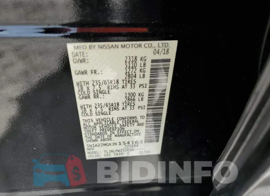 5N1AZ2MGXJN154163 Photo# 10
