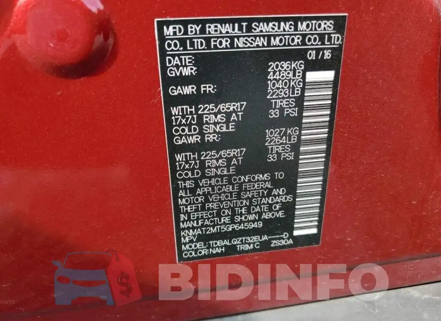 KNMAT2MT5GP645949 Photo# 10