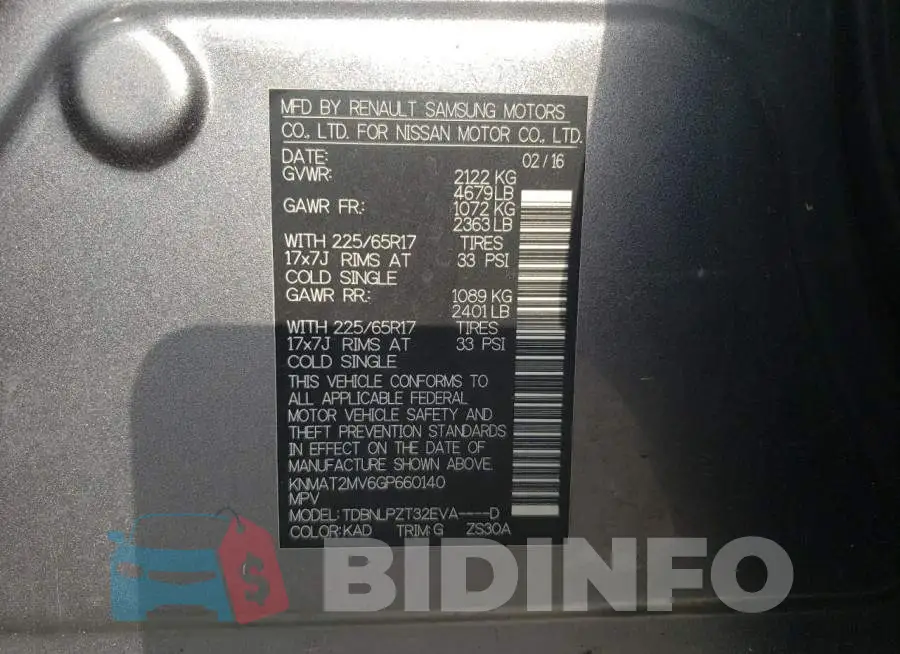 KNMAT2MV6GP660140 Photo# 10