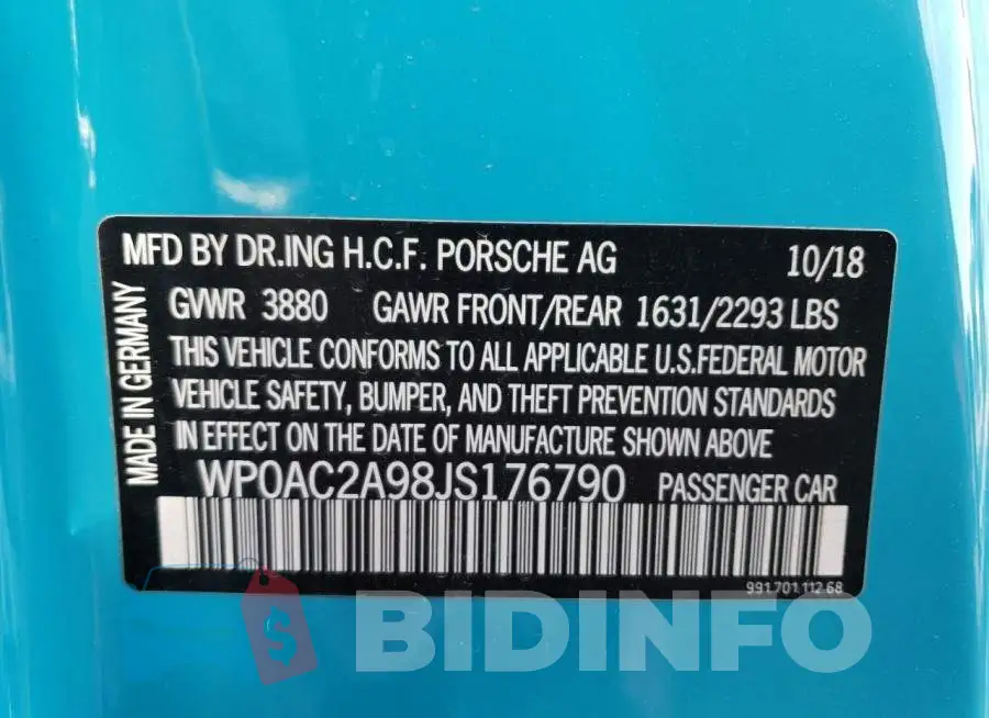 WP0AC2A98JS176790 Photo# 10