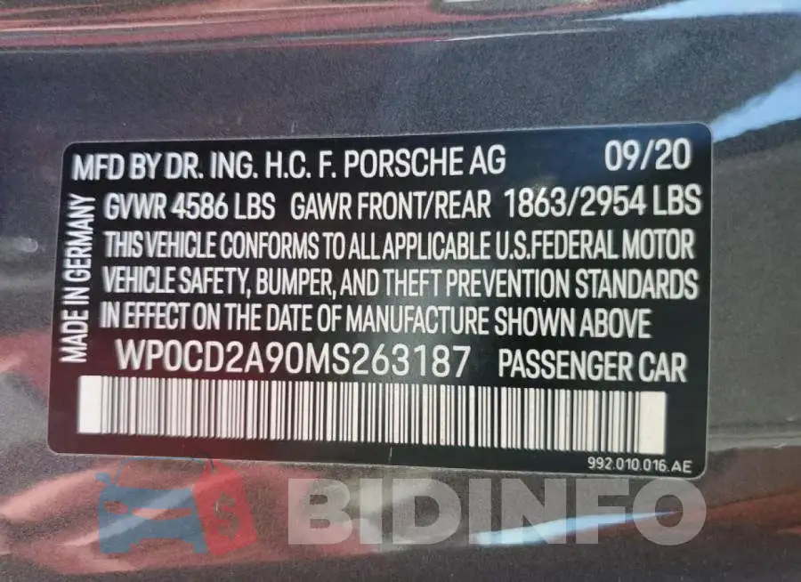WP0CD2A90MS263187 Photo# 10